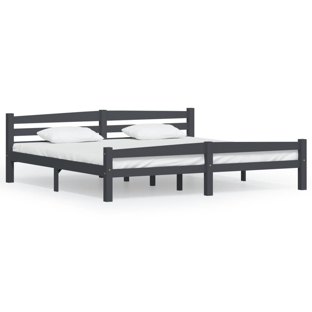 sengeramme uden madras massivt fyrretræ 200x200 cm mørkegrå