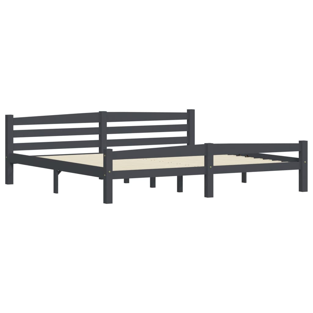 sengeramme uden madras massivt fyrretræ 200x200 cm mørkegrå