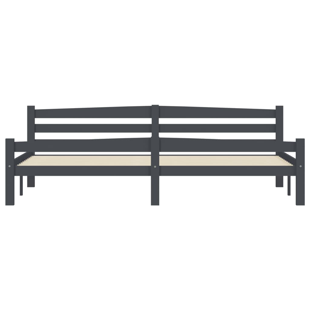 sengeramme uden madras massivt fyrretræ 200x200 cm mørkegrå