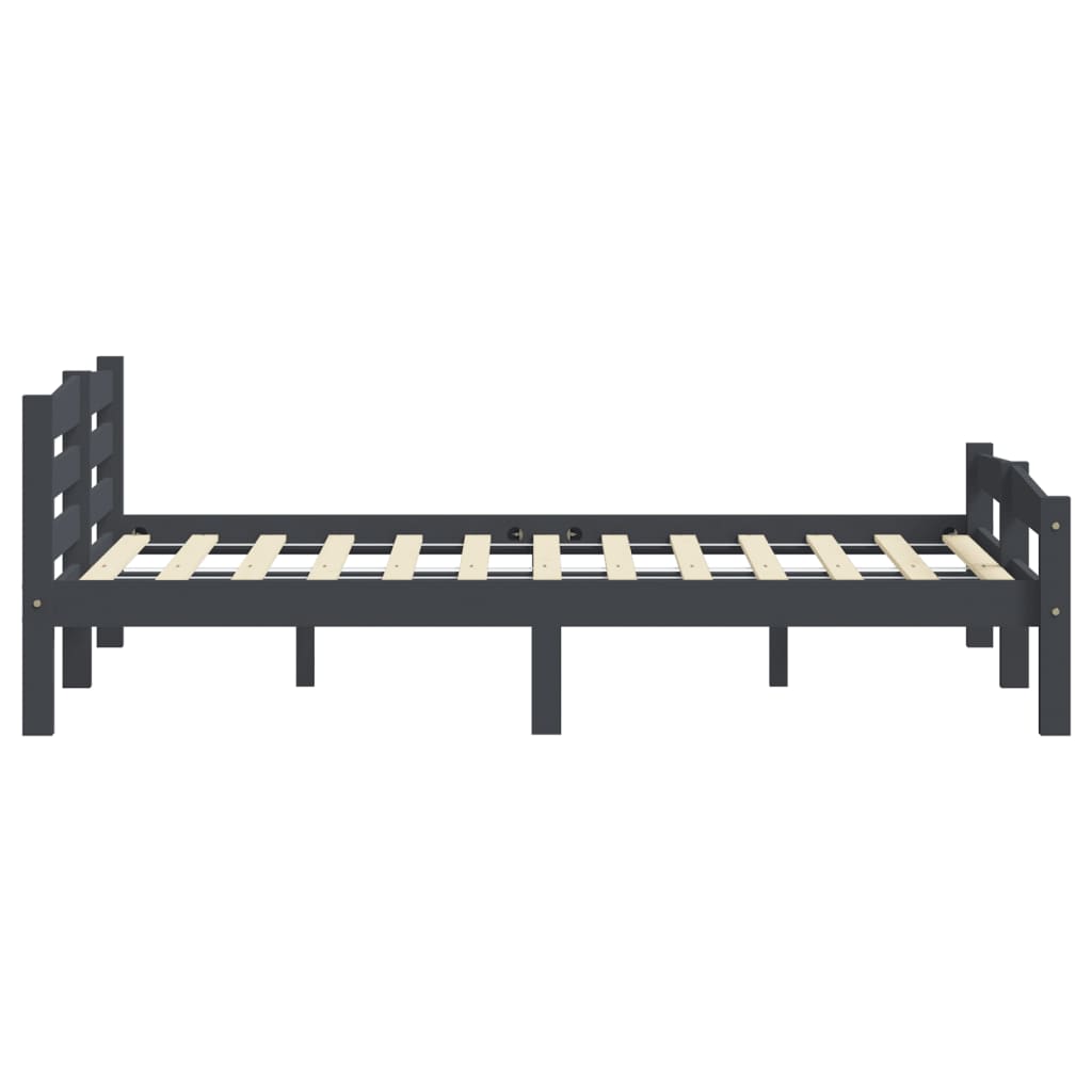 sengeramme uden madras massivt fyrretræ 200x200 cm mørkegrå