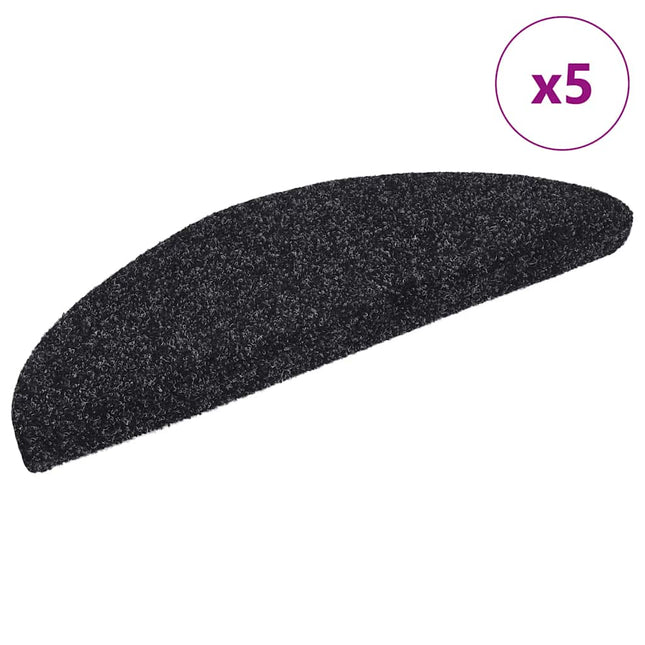 trappemåtter selvklæbende 5 stk. 56x17x3 cm sorte halvrund