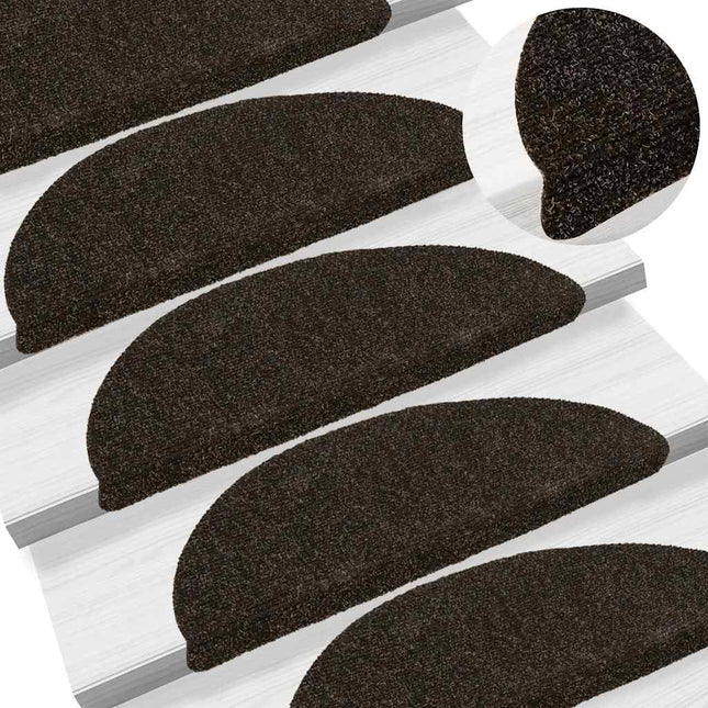 trappemåtter selvklæbende 5 stk. 56x17x3 cm mørkebrune halvrund