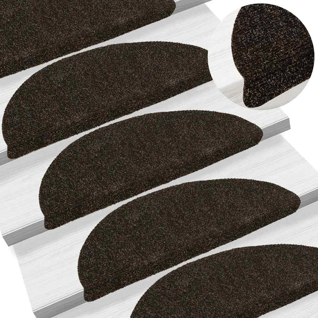 trappemåtter selvklæbende 10 stk. 56x17x3 cm mørkebrune halvrunde