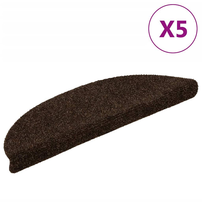 trappemåtter selvklæbende 5 stk. 56x17x3 cm brune halvrund