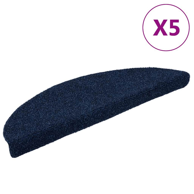 trappemåtter selvklæbende 5 stk. 56x17x3 cm marineblå halvrund