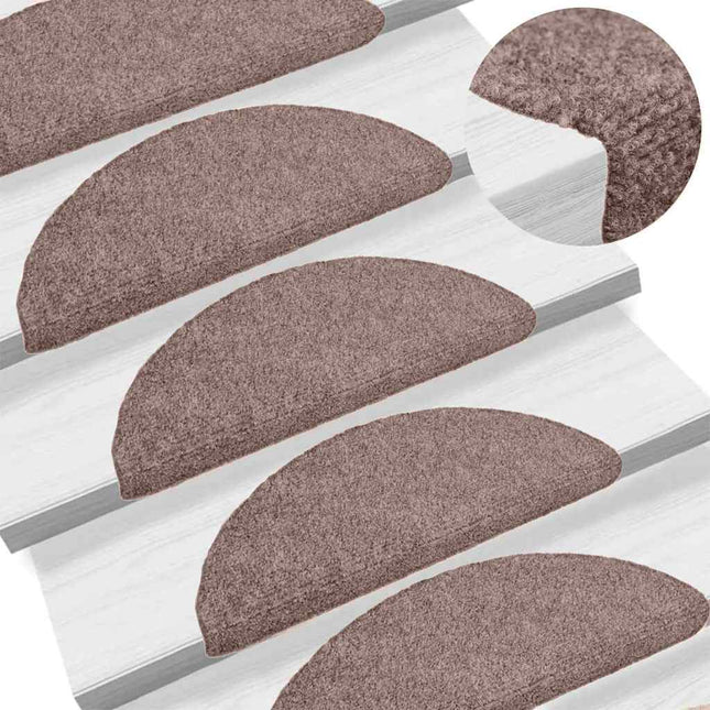 trappemåtter selvklæbende 5 stk. 65x21x4 cm lys brune halvrund store