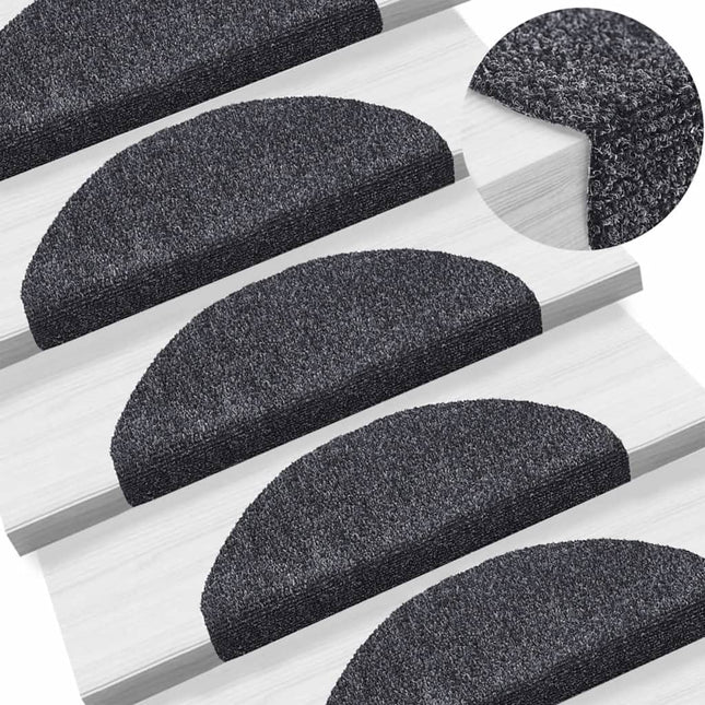 trappemåtter selvklæbende 10 stk. 65x21x4 cm mørkegrå halvrunde store