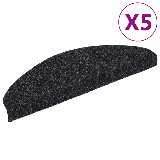 trappemåtter selvklæbende 5 stk. 65x21x4 cm sorte halvrund store