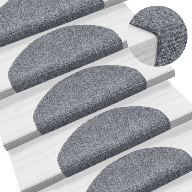 trappemåtter selvklæbende 5 stk. 65x21x4 cm lysegrå halvrund store