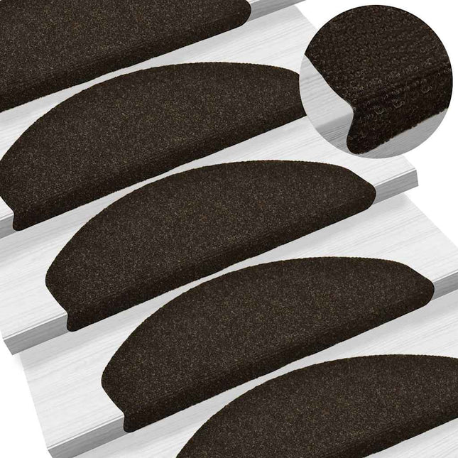 trappemåtter selvklæbende 10 stk. 65x21x4 cm mørkebrune halvrund store