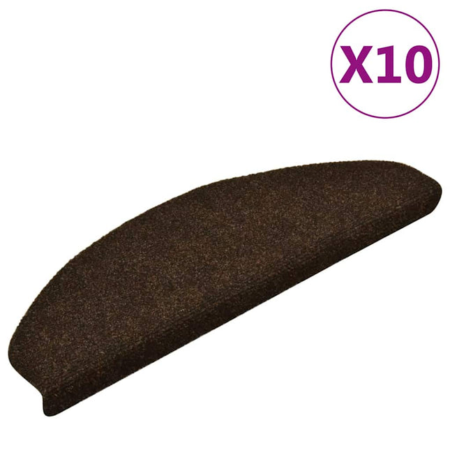 trappemåtter selvklæbende 10 stk. 65x21x4 cm brune halvrund store