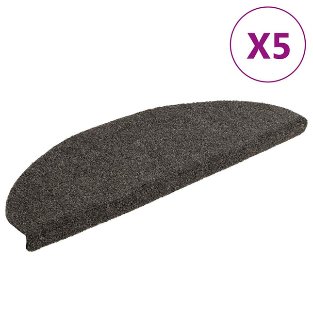 trappemåtter selvklæbende 5 stk. 65x21x4 cm antracit halvrund store