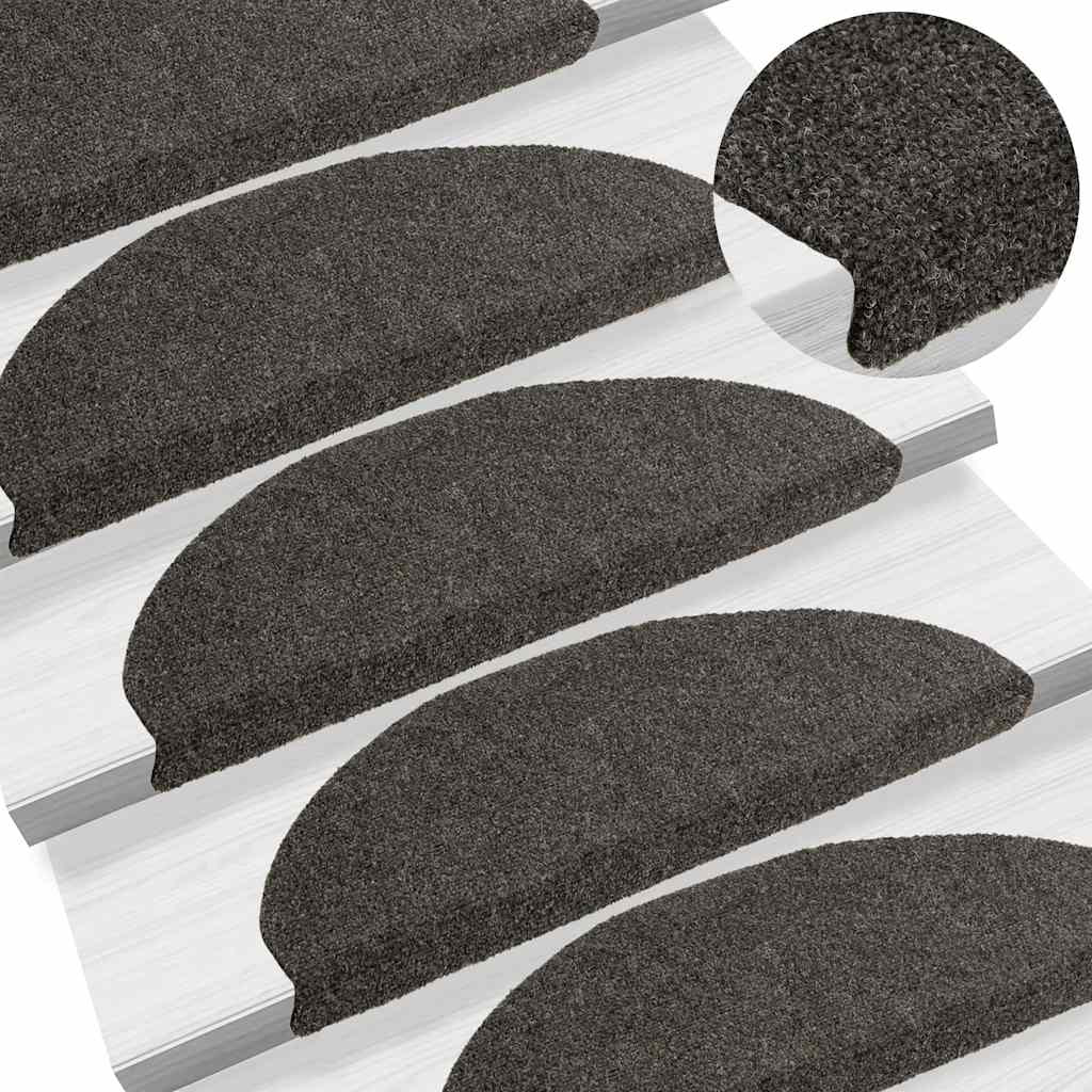 trappemåtter selvklæbende 5 stk. 65x21x4 cm antracit halvrund store