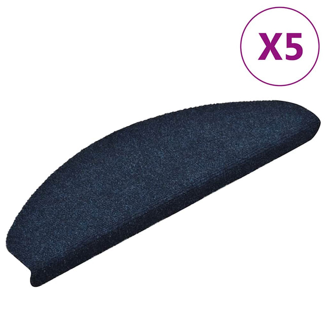 trappemåtter selvklæbende 5 stk. 65x21x4 cm marineblå halvrund store