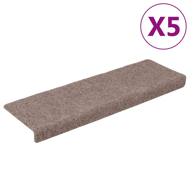 trappemåtter selvklæbende 5 stk. 65x21x4 cm lysebrun rektangulær kant