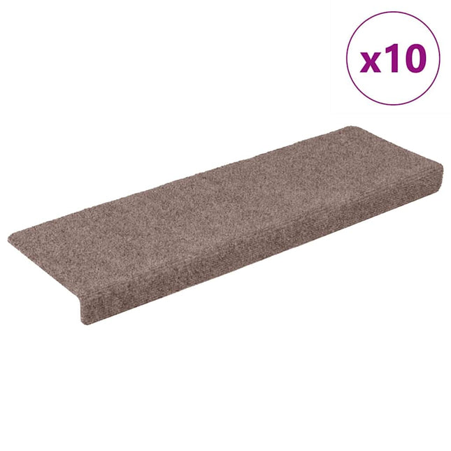 trappemåtter selvklæbende 10 stk. 65x21x4 cm lysebrun rektangulære kant