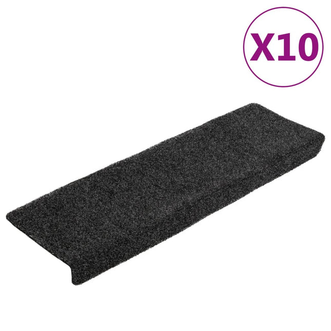 trappemåtter selvklæbende 10 stk. 65x21x4 cm mørkegrå rektangulær kant