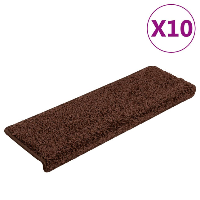trappemåtter 10 stk. 65x21x4 cm brune rektangulære kanter
