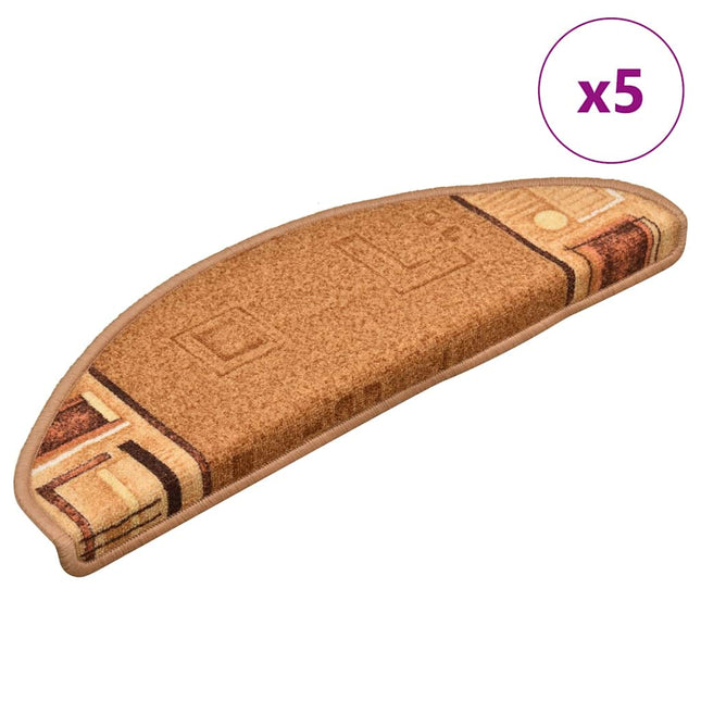 selvklæbende trappemåtter 5 stk. 65x21x4 cm beige