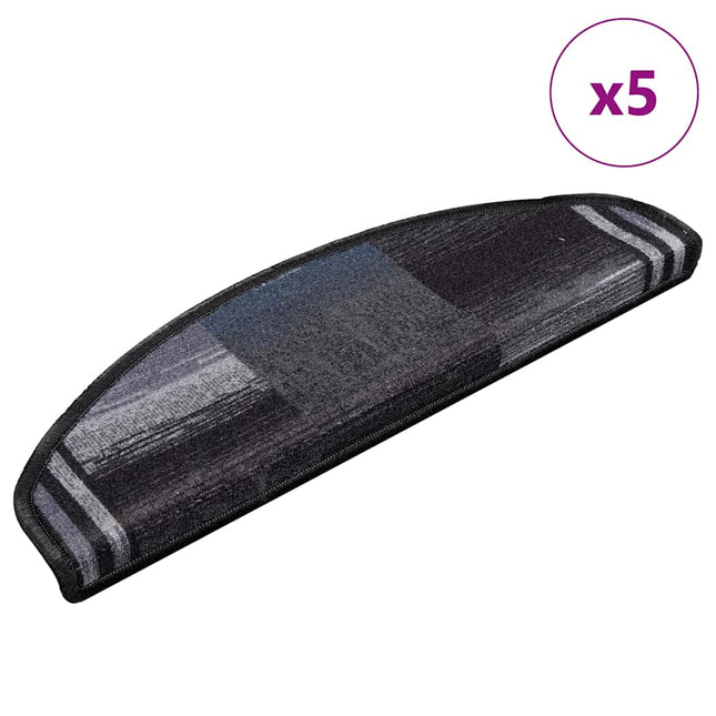 selvklæbende trappemåtter 5 stk. 65x21x4 cm sort og grå
