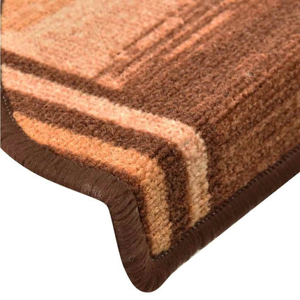 selvklæbende trappemåtter 10 stk. 65x21x4 cm brun