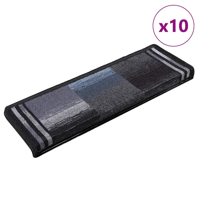 selvklæbende trappemåtter 10 stk. 65x21x4 cm sort og grå