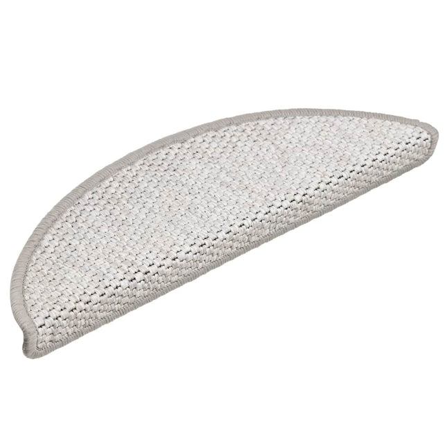 selvklæbende trappemåtter 15 stk. 56x17x3 cm sisal-look platina