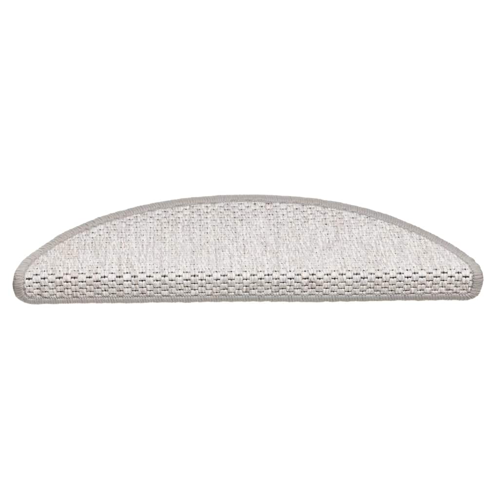 selvklæbende trappemåtter 15 stk. 56x17x3 cm sisal-look platina