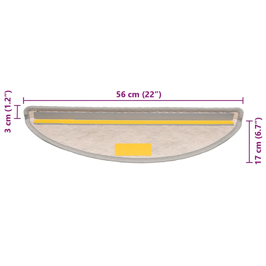 selvklæbende trappemåtter 15 stk. 56x17x3 cm sisal-look platina