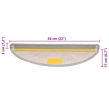 selvklæbende trappemåtter 15 stk. 56x17x3 cm sisal-look platina