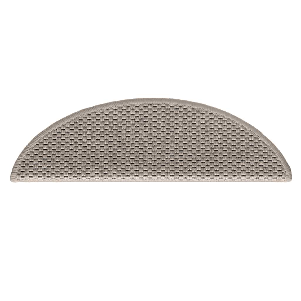 selvklæbende trappemåtter 15 stk. 56x17x3 cm sisal-look sølv