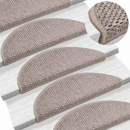 selvklæbende trappemåtter 15 stk. 56x17x3 cm sisal-look sølv