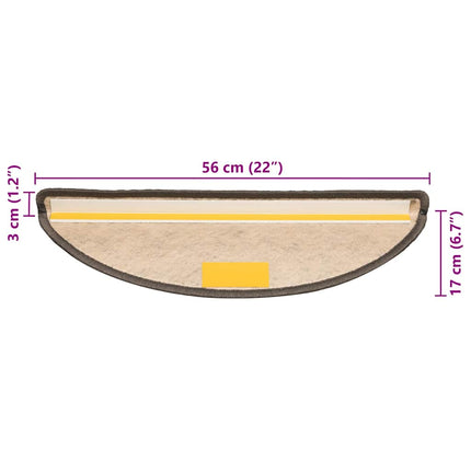 selvklæbende trappemåtter 15 stk. 56x17x3 cm sisal grå-beige
