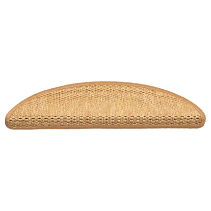 selvklæbende trappemåtter 15 stk. 56x17x3 cm sisalfarve