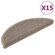 selvklæbende trappemåtter 15 stk. 56x17x3 cm sisal-look beige