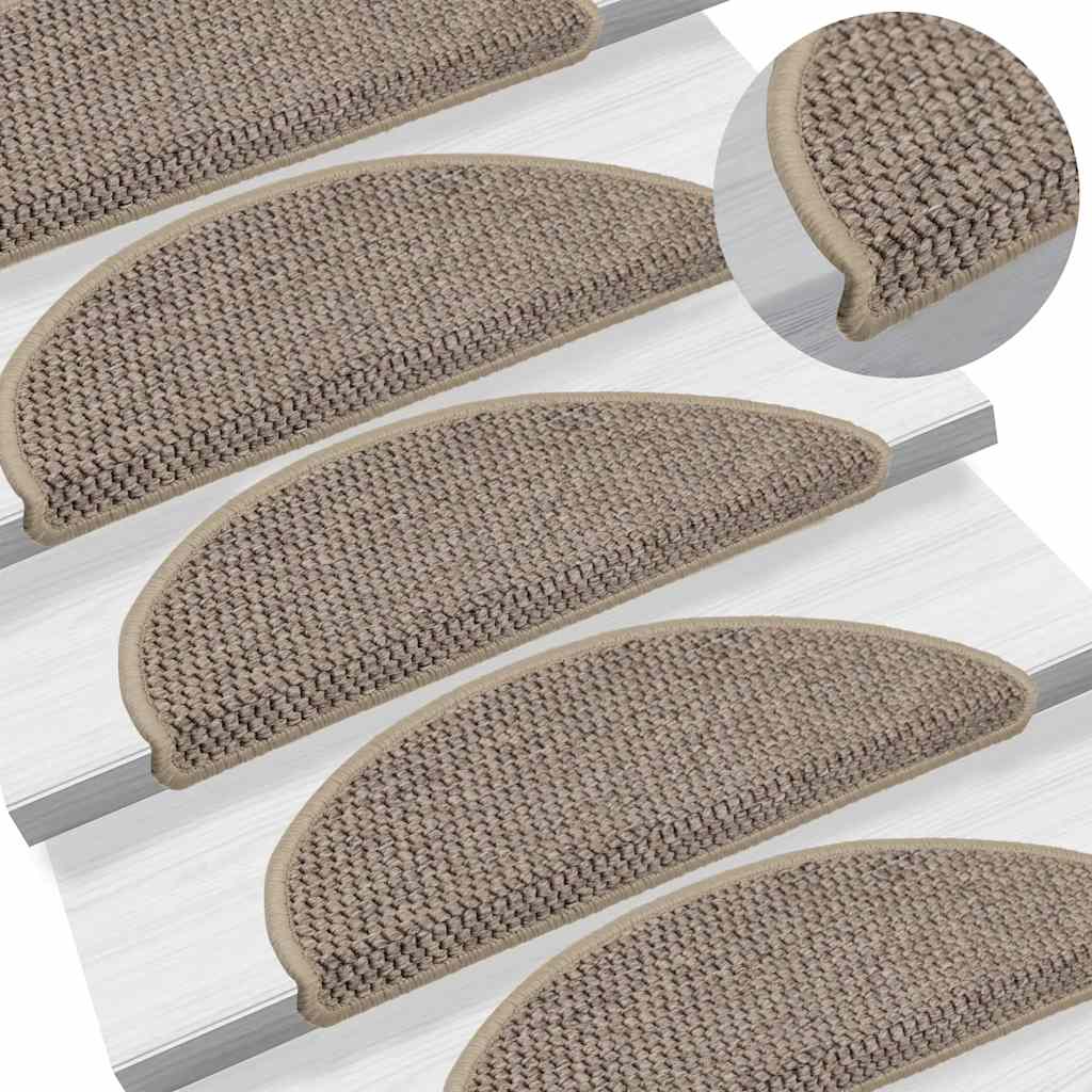 selvklæbende trappemåtter 15 stk. 56x17x3 cm sisal-look beige