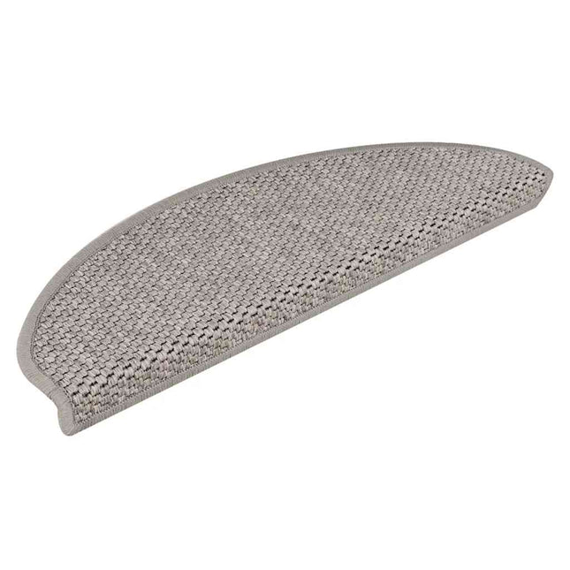 selvklæbende trappemåtter 15 stk. 65x21x4 cm sisal-look sølv
