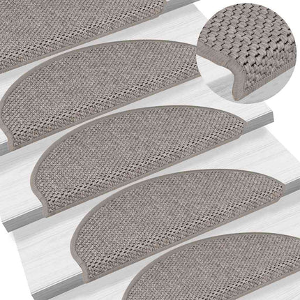 selvklæbende trappemåtter 15 stk. 65x21x4 cm sisal-look sølv