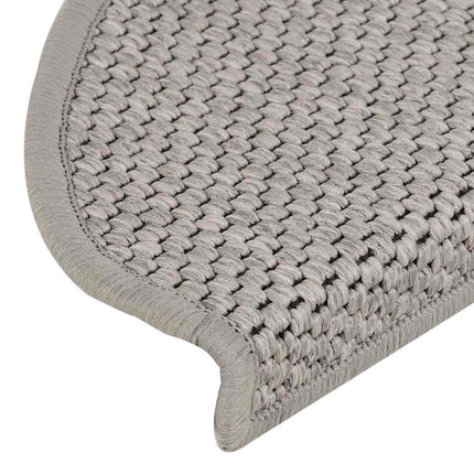 selvklæbende trappemåtter 15 stk. 65x21x4 cm sisal-look sølv