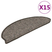 selvklæbende trappemåtter 15 stk. 65x21x4 cm sisal grå-beige