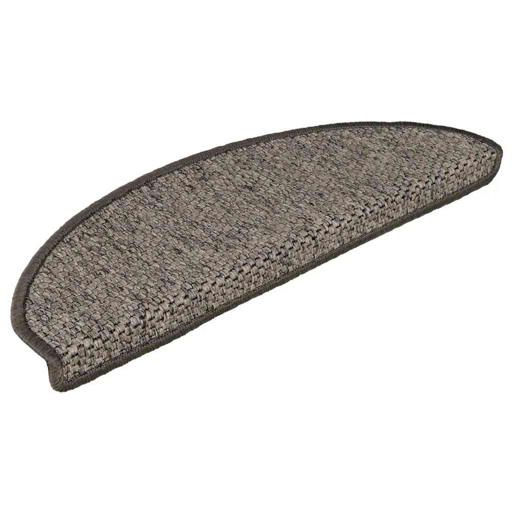 selvklæbende trappemåtter 15 stk. 65x21x4 cm sisal grå-beige