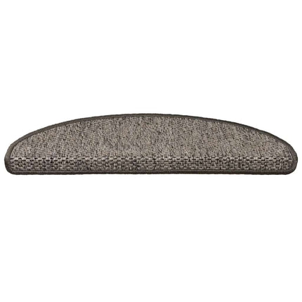selvklæbende trappemåtter 15 stk. 65x21x4 cm sisal grå-beige