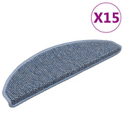 selvklæbende trappemåtter 15 stk. 65x21x4 cm sisal-look blå