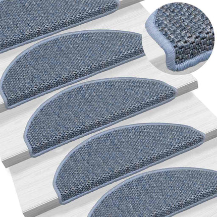 selvklæbende trappemåtter 15 stk. 65x21x4 cm sisal-look blå