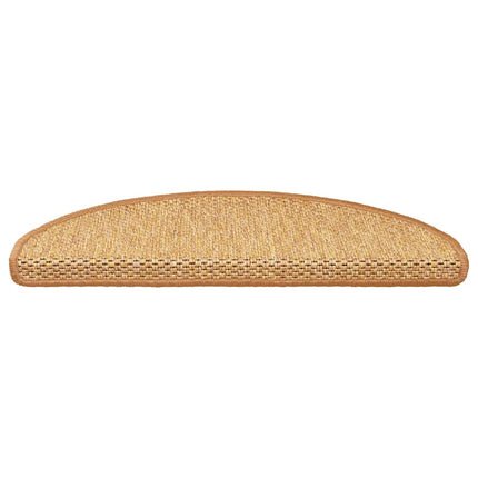 selvklæbende trappemåtter 15 stk. 65x21x4 cm sisalfarvet
