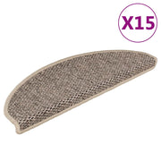 selvklæbende trappemåtter 15 stk. 65x21x4 cm sisal-look beige