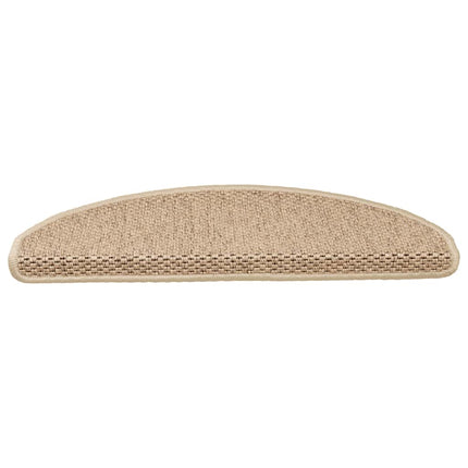 selvklæbende trappemåtter 15stk. 65x21x4cm sisal-look sandfarve