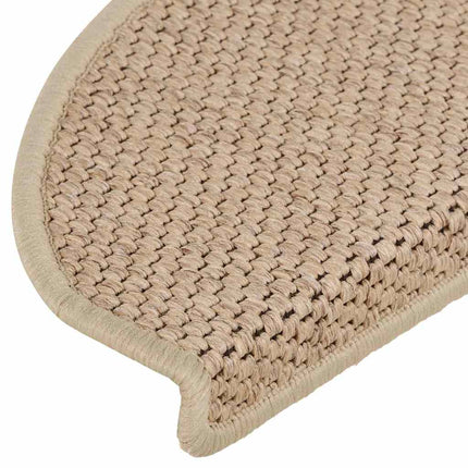 selvklæbende trappemåtter 15stk. 65x21x4cm sisal-look sandfarve