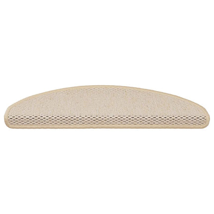 selvklæbende trappemåtter 15 stk. 65x21x4 cm sisal-look creme
