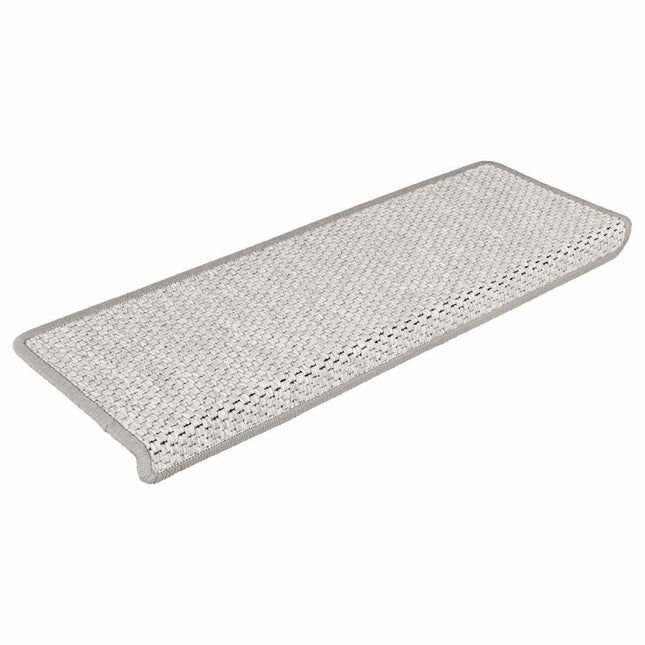 selvklæbende trappemåtter 15 stk. 65x21x4 cm sisal-look platina